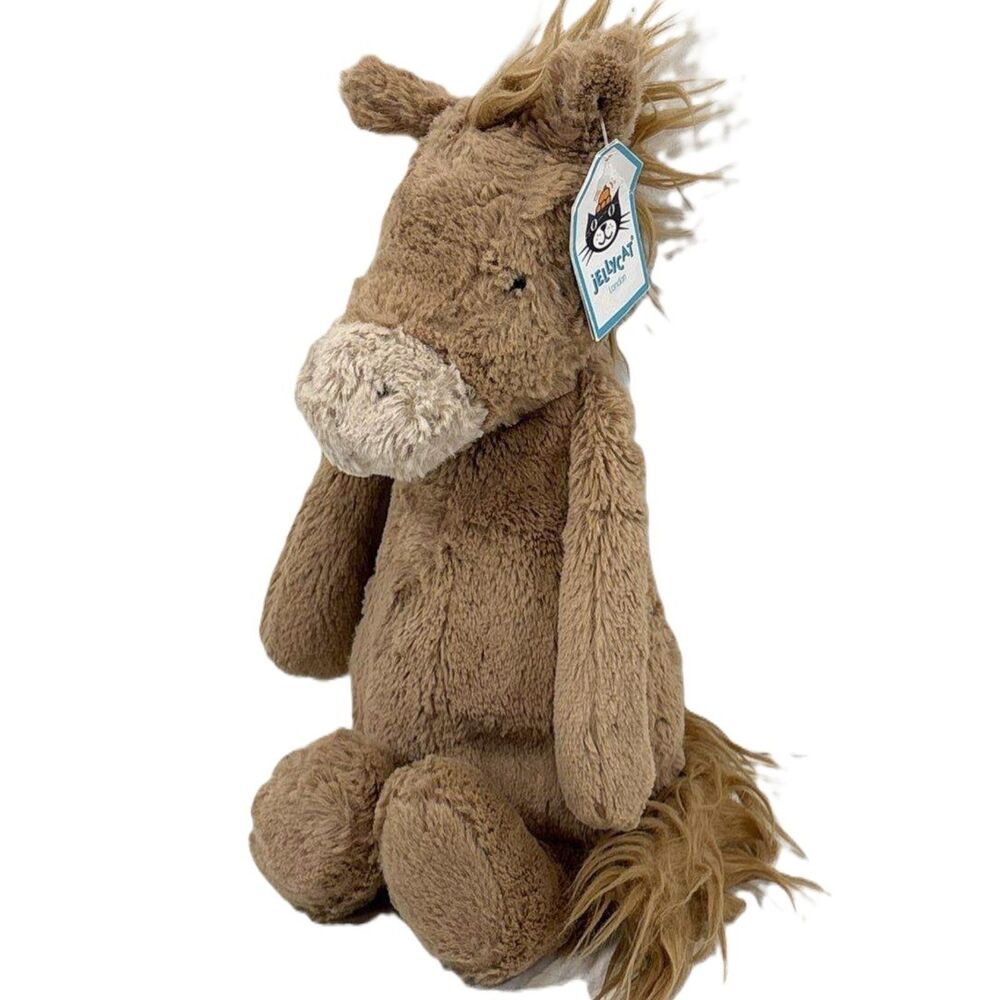 JellyCat Medium Bashful Authentic Pony 9" High Plush Toy Tan With Tags Retired